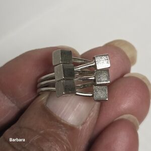 Silver-tone 3D Modernist Cube Ring, Size 6.25
